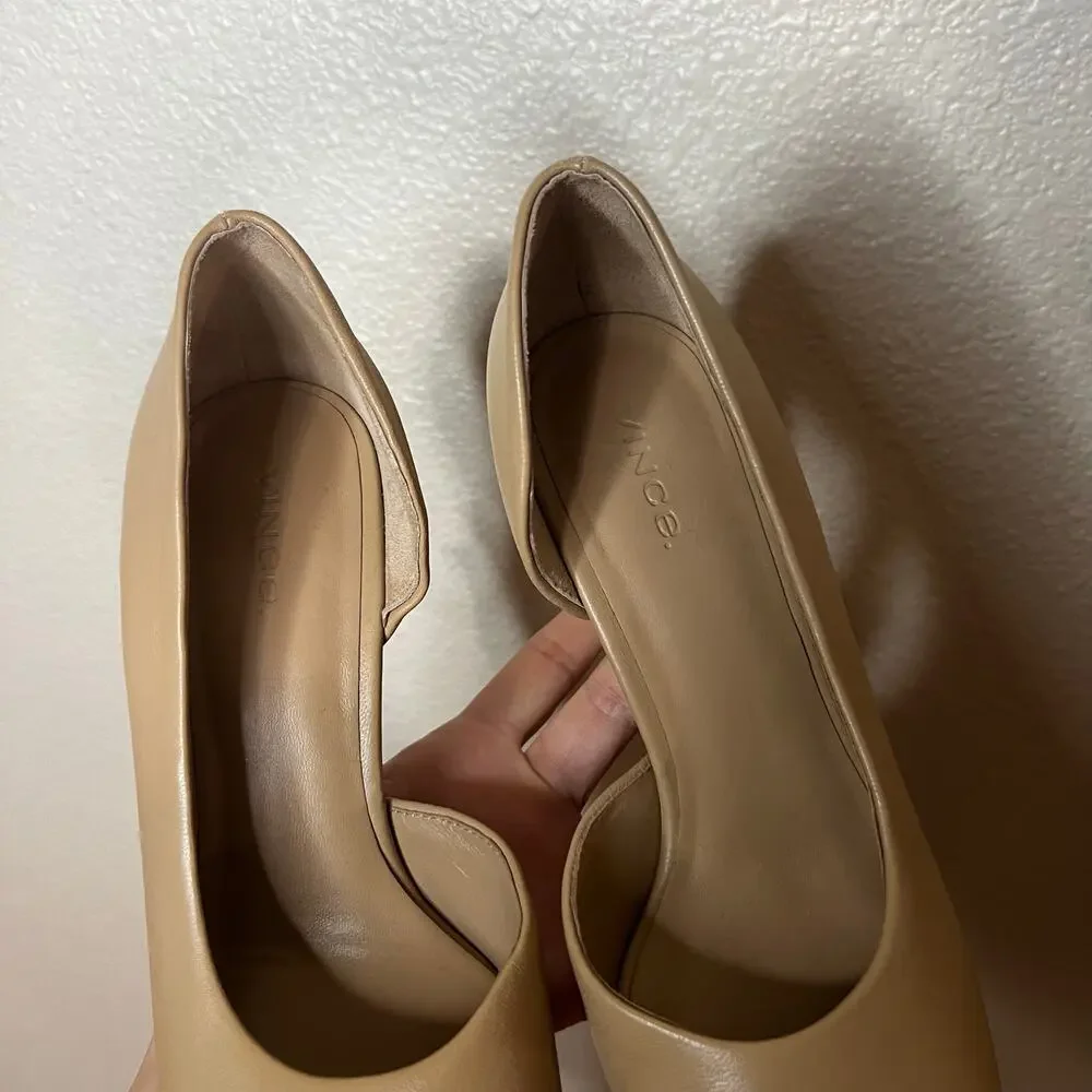 VINCE Tiana Square Toe D’Orsay Leather Pump in Cappuccino Tan nude WOMENS 6.5